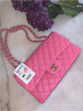 CHANEL Bubble gum 19C Quilted Leather Chain Crossbody Bag